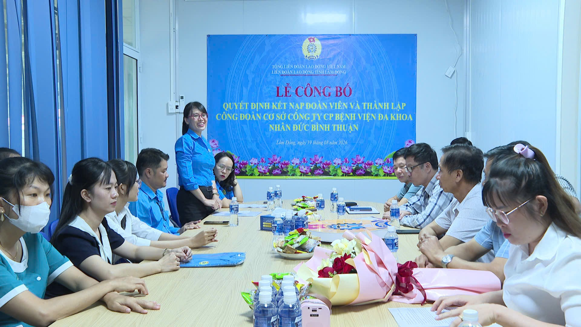 Đ/c Trần Thị Thu Vân – Phó Ban Công tác công đoàn, Chủ tịch Công đoàn xã Hàm Liêm phát biểu